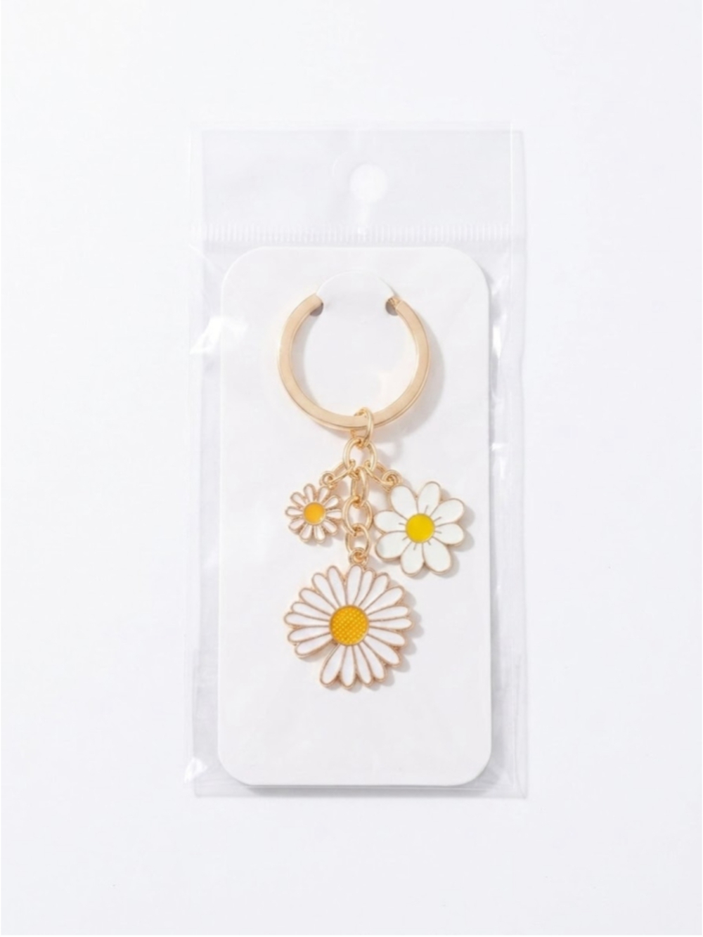 New White Daisy Keychain Charms